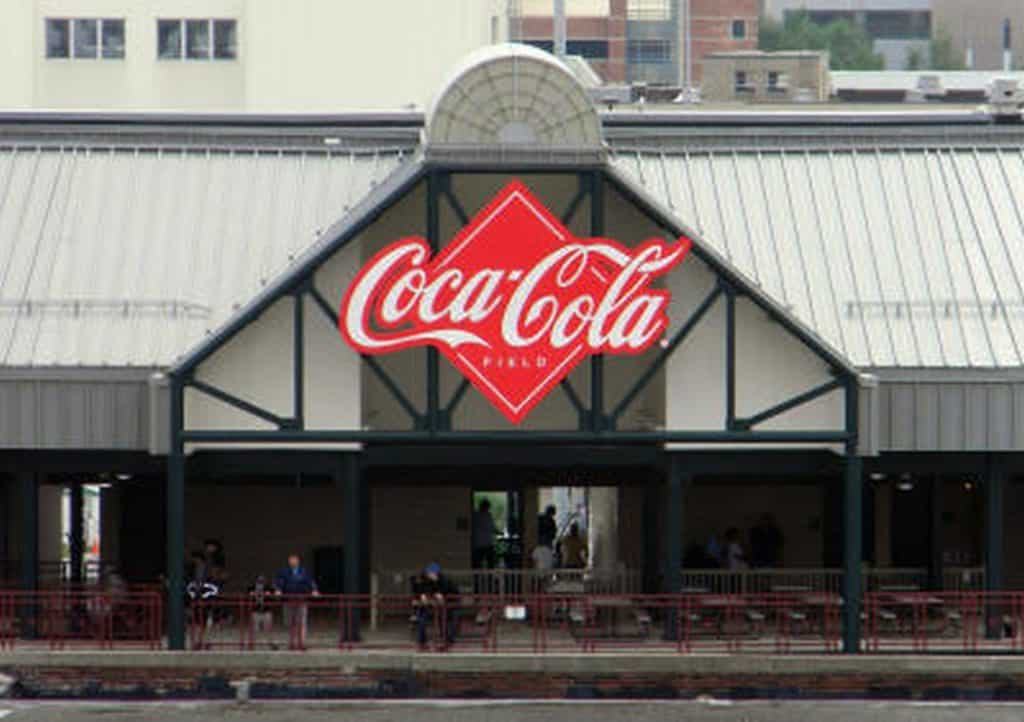 Coca-Cola Field sign above entrance.