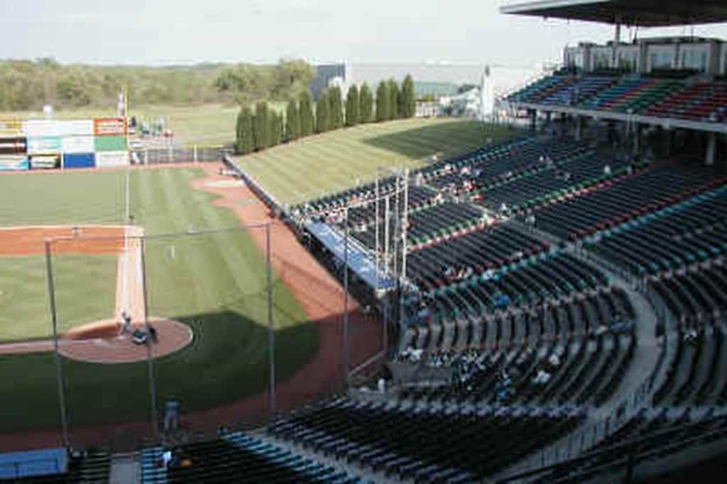 View of the first baseline with seats and the outdoor area of ​​the knight's stadium.