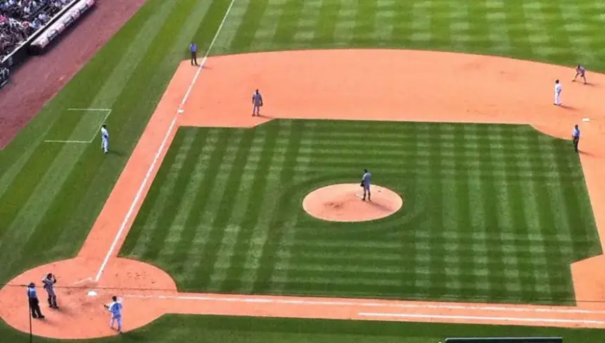 View of a baseball field.