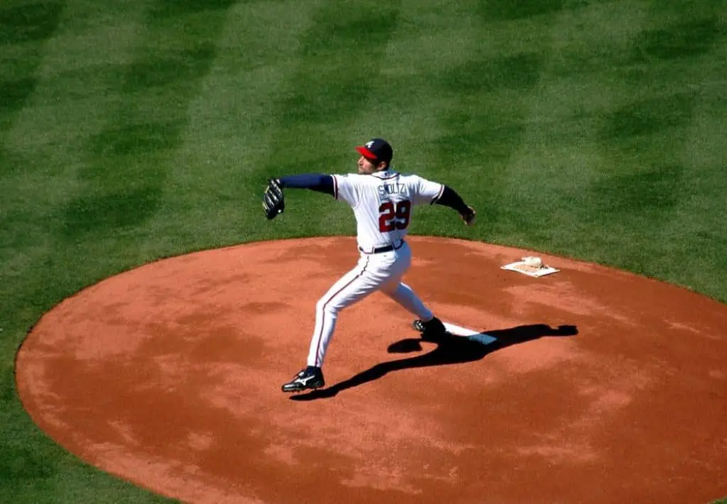 Baseball pitcher on the mound.