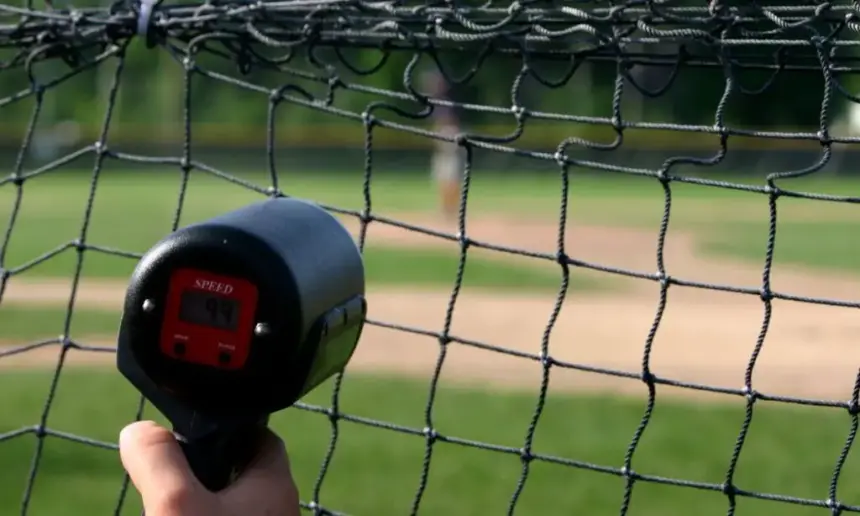 Radar gun on a baseball field.