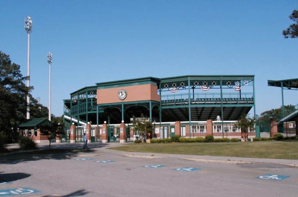 Lake Olmstead Stadium from outside.