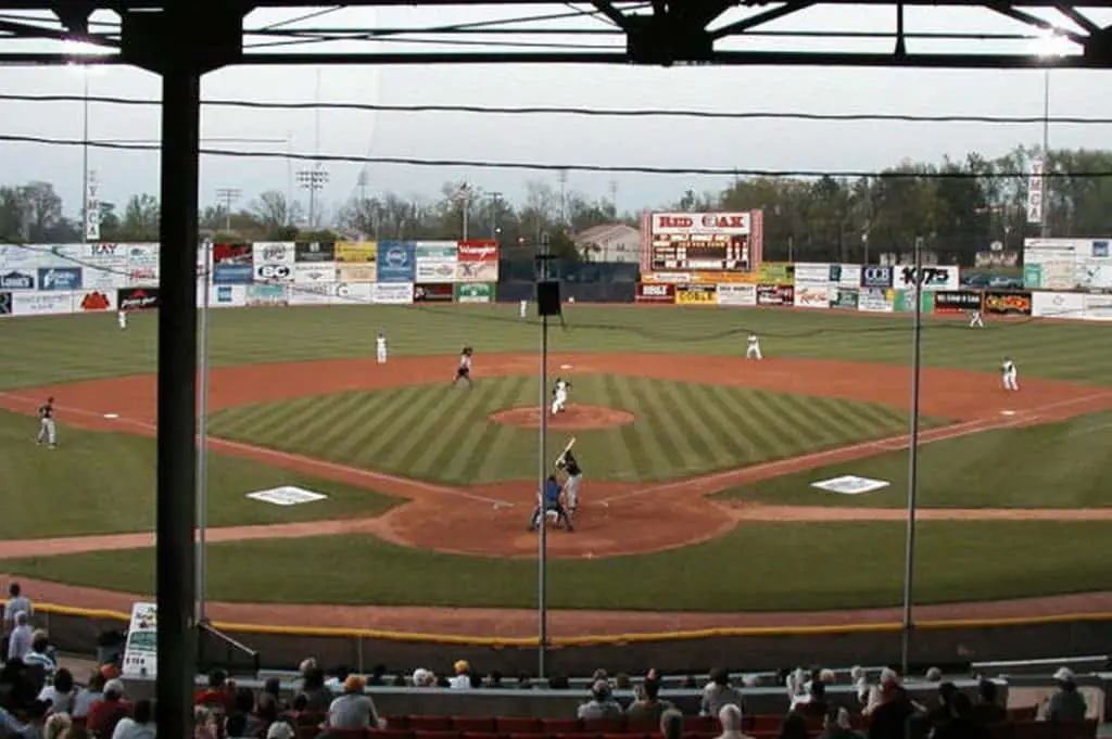 View of the entire baseball field from home plate.