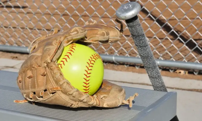 Softball Glove with ball inside.
