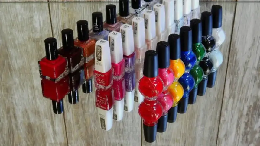 Nail polish in different colors.