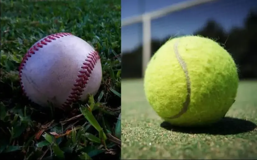 Pictures of a baseball and a tennis ball.