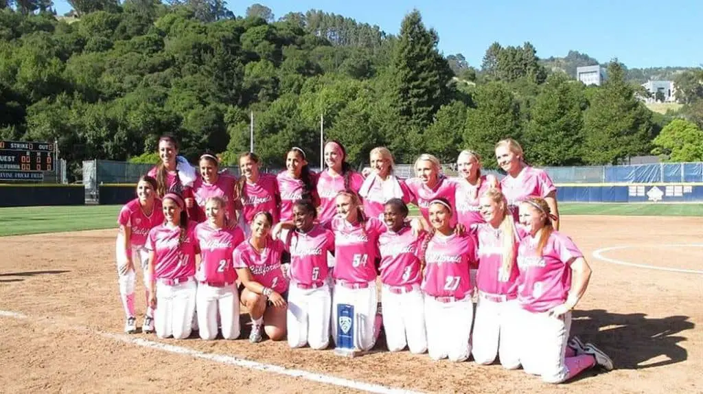 Female softball team "golden bears" from University of California.