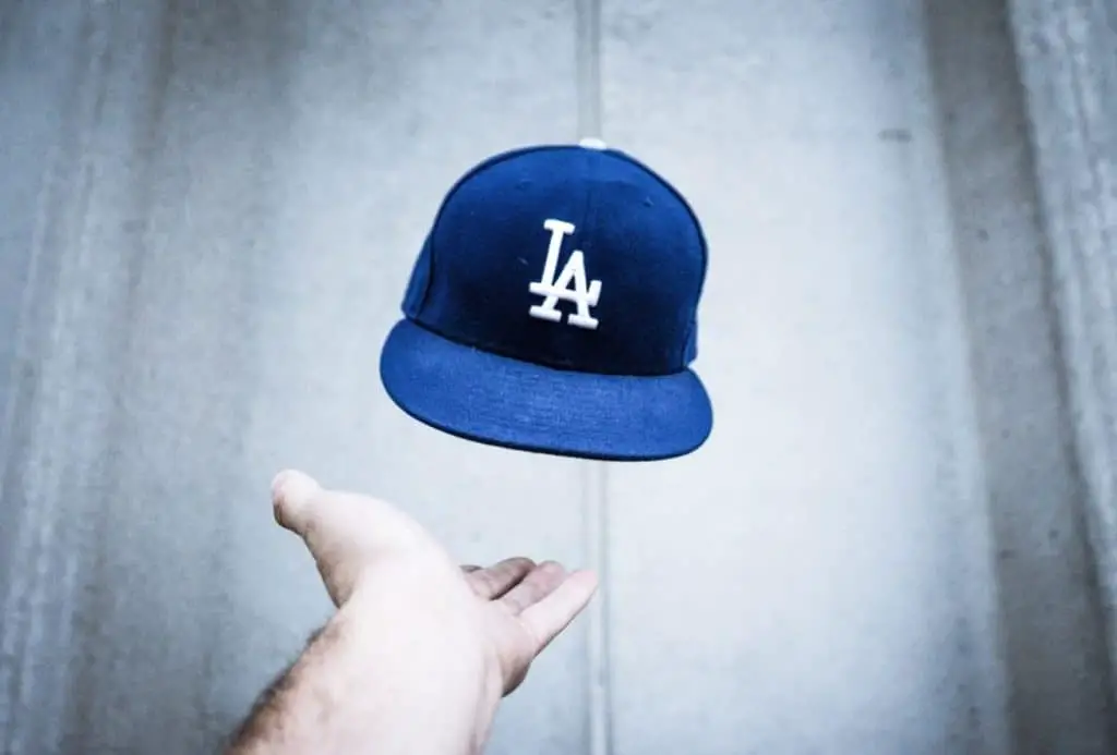 Blue baseball cap.