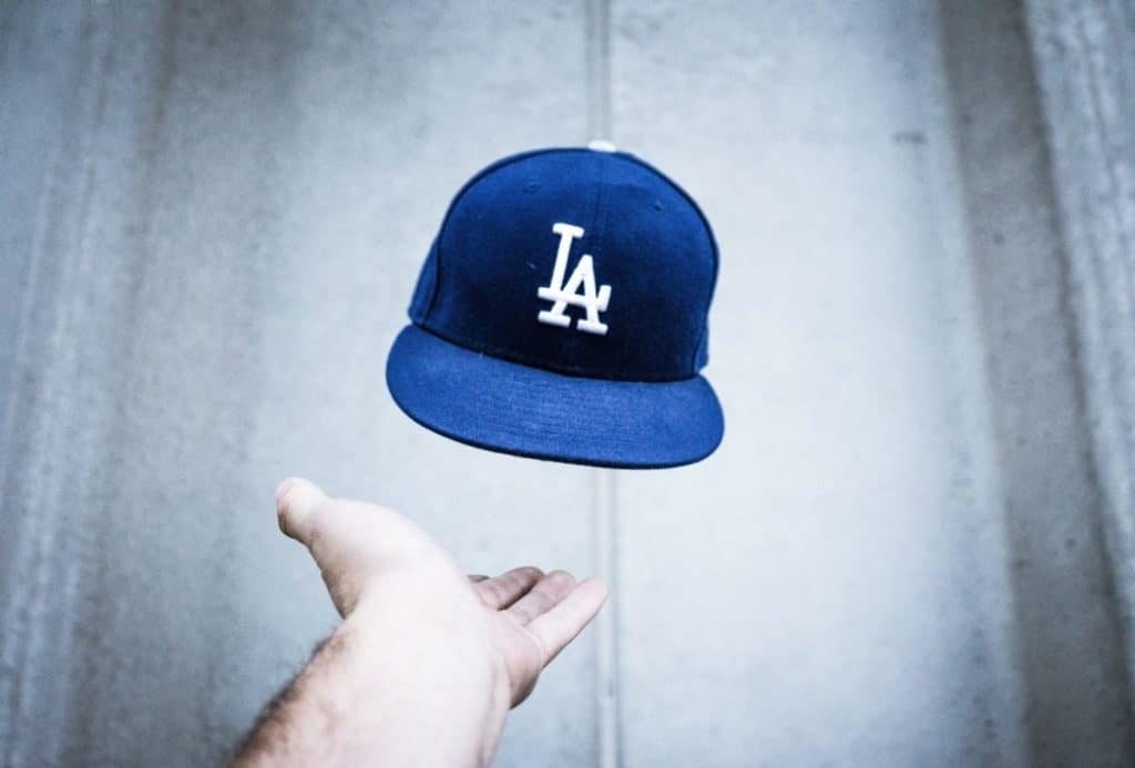 Blue baseball cap.