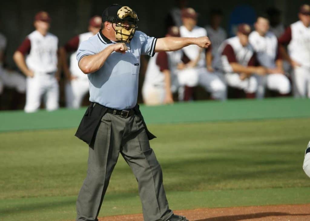 Baseball umpire making a sign.