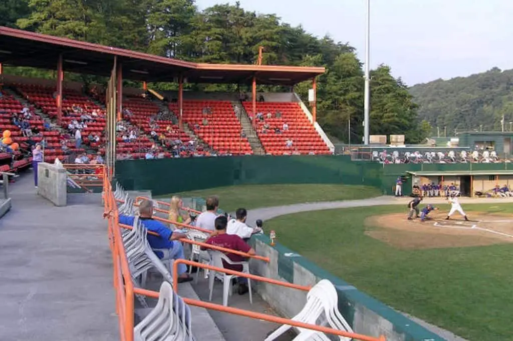 Rows of seats at bowen field ballpark.