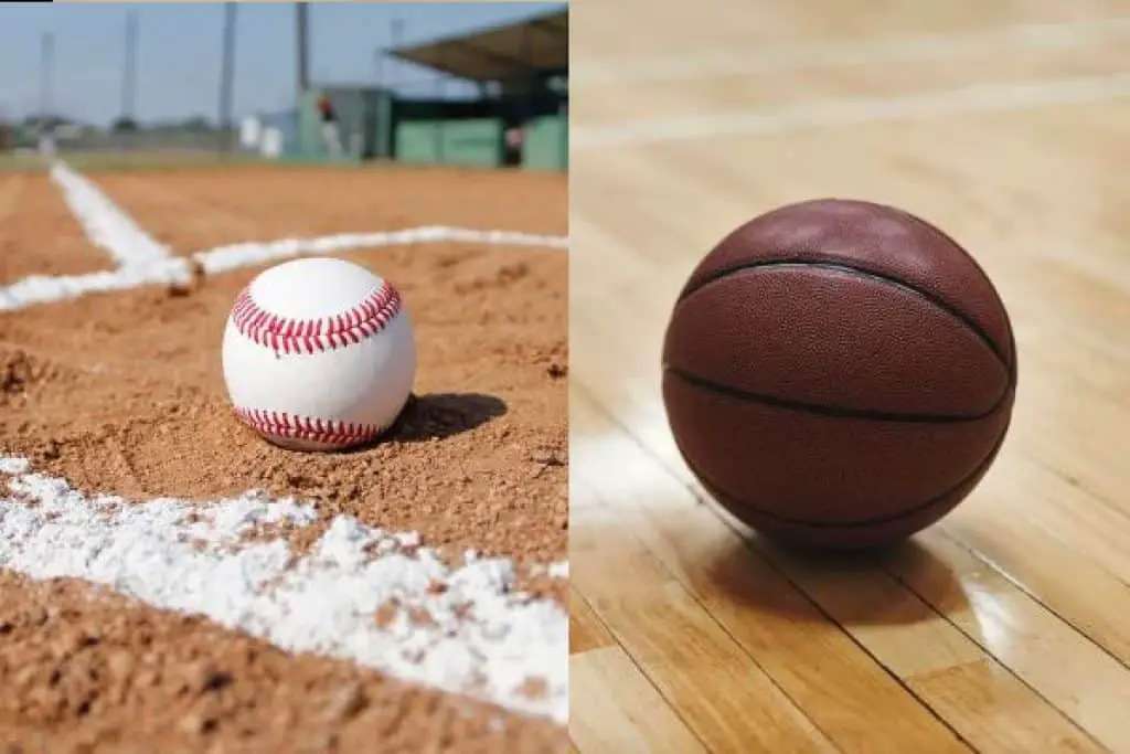 A baseball and a basketball side by side.