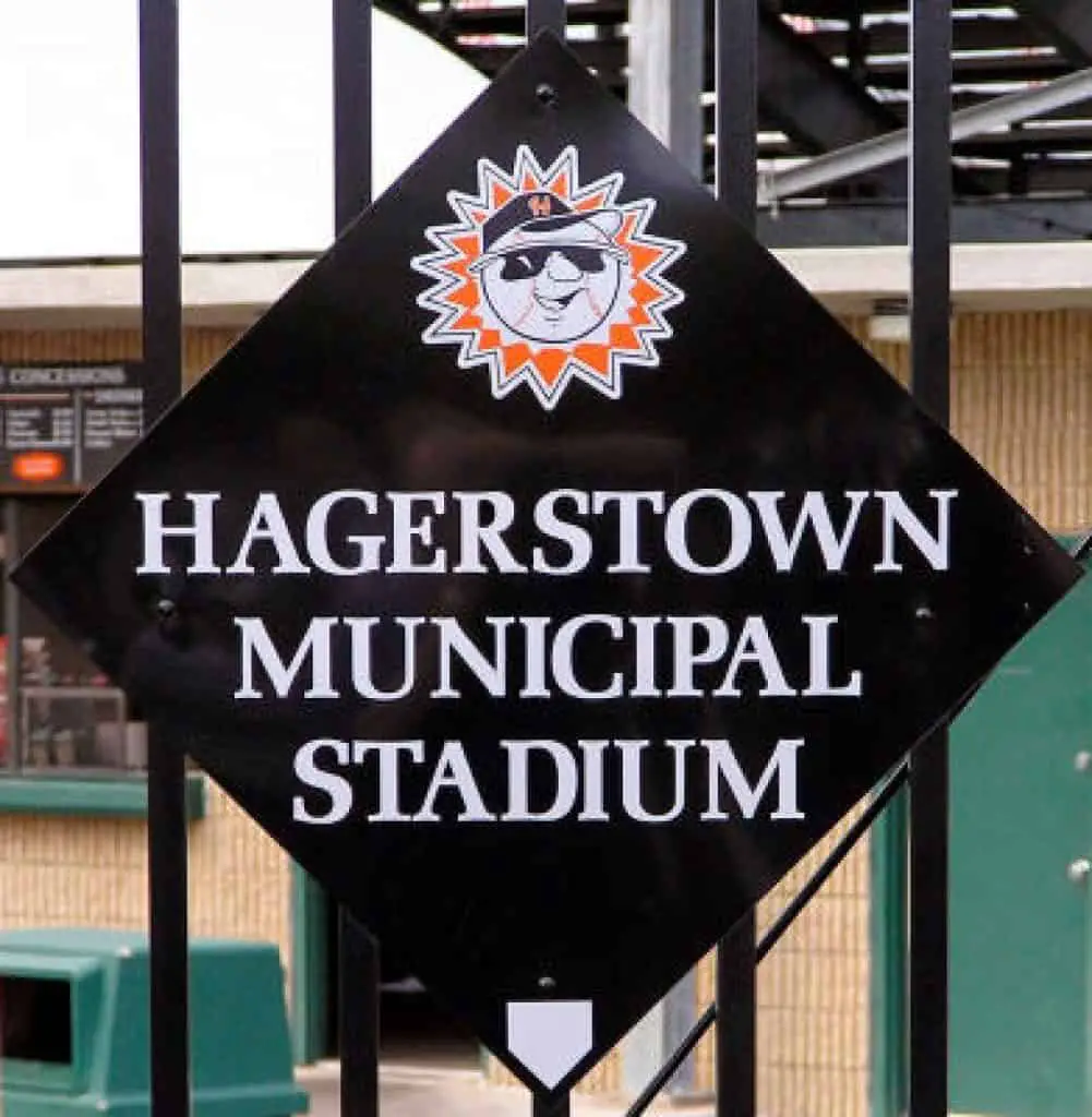 Municipal Stadium sign.
