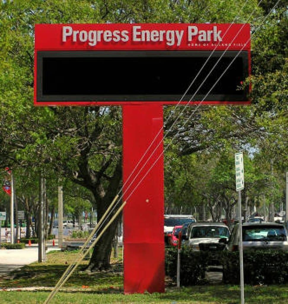 Progress Energy Park sign.